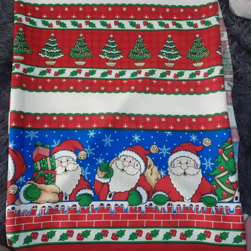 Tela navideña Santa y árbol de navidad