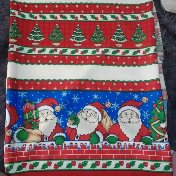 Tela navideña Santa y árbol de navidad