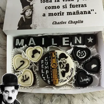 Cajita de bombones  temática Charles Chaplin
