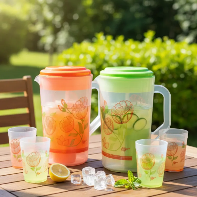 Jarras plástica con 6 vasitos