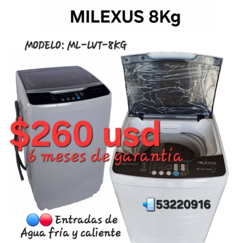 Lavadora automática Milexus 8Kg
