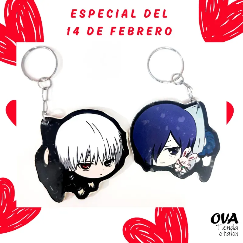 ️ Pareja de llaveros Kaneki + Touka (Tokyo Ghoul)