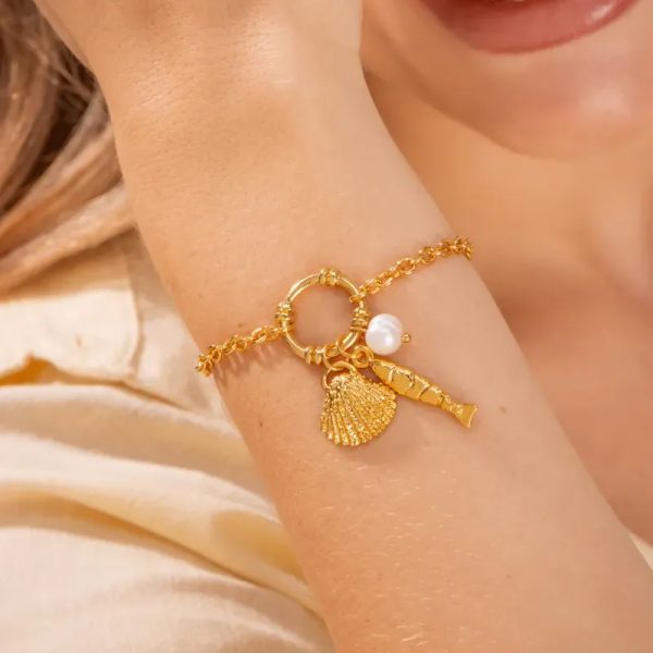 Pulsera Perla Concha + Aretes