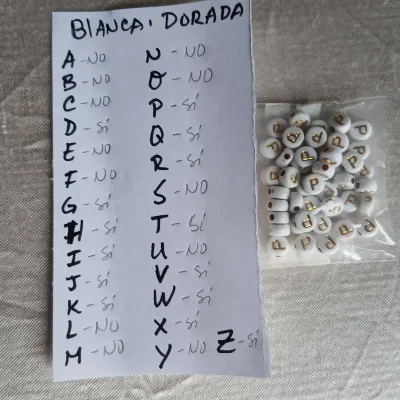 VOCALES - Sueltas cuenta blanca letra dorada