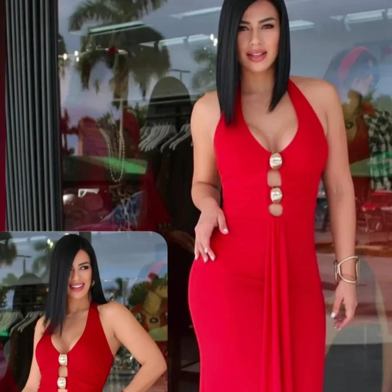 vestido de broches rojo