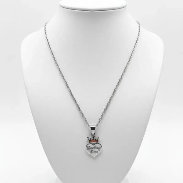 Cadena de acero inoxidables con dige de corazon y corona