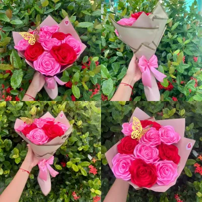 Ramo de 10 rosas rojas y rosadas