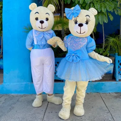 Pareja de osita y osito azul