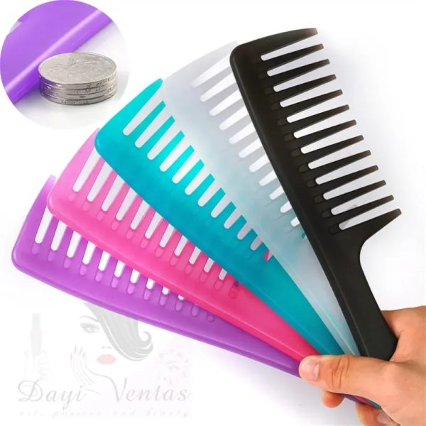 PEINE DE DIENTES ANCHOS DE PLÁSTICO PARA CABELLO RIZADO