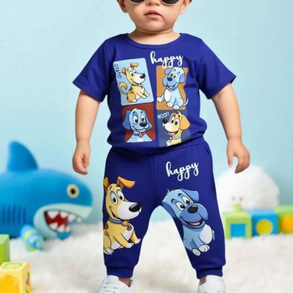 Conjunto azul de dibujos animados