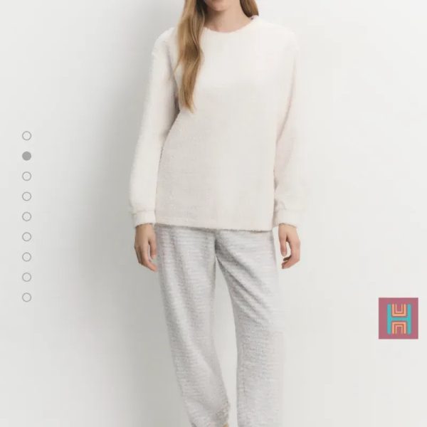 CONJUNTO PIJAMA PELUDO BLANCO 0107