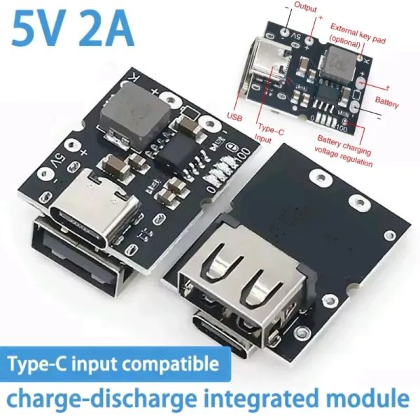 ⚡Módulo Integrado de Carga y Descarga 5V 2A Tipo-C — Alta Precisión
