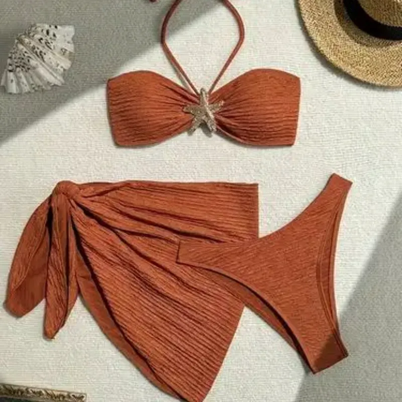 Bikini de 3 piezas carmelita