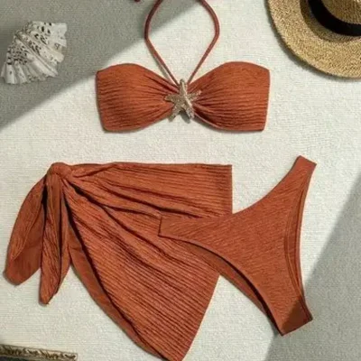 Bikini de 3 piezas carmelita