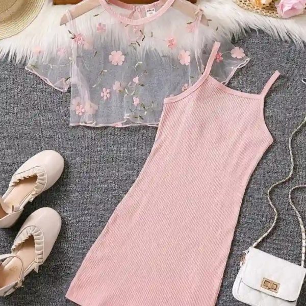  Vestido con bolero transparente — Rosado
