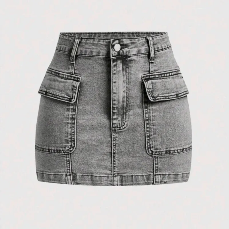  Falda cargo de mezclilla — Gris