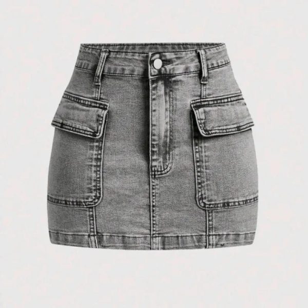  Falda cargo de mezclilla — Gris