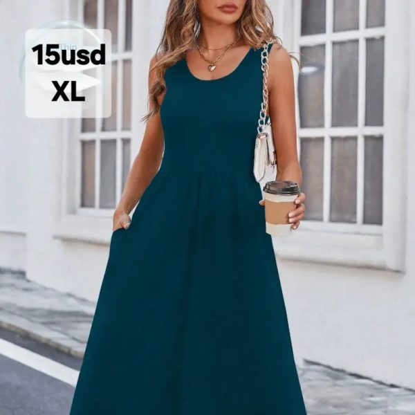 Vestido verde azul largo