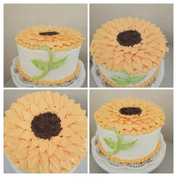 Pastel con decoración de girasol
