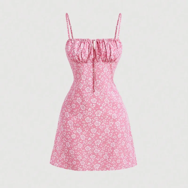 Vestido rosado flores