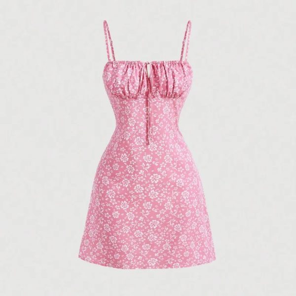 Vestido rosado flores