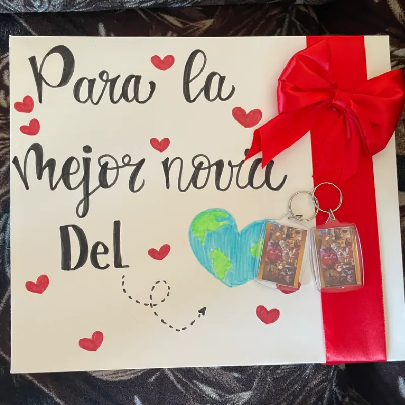 Caja regalo con llaveros y cuadro