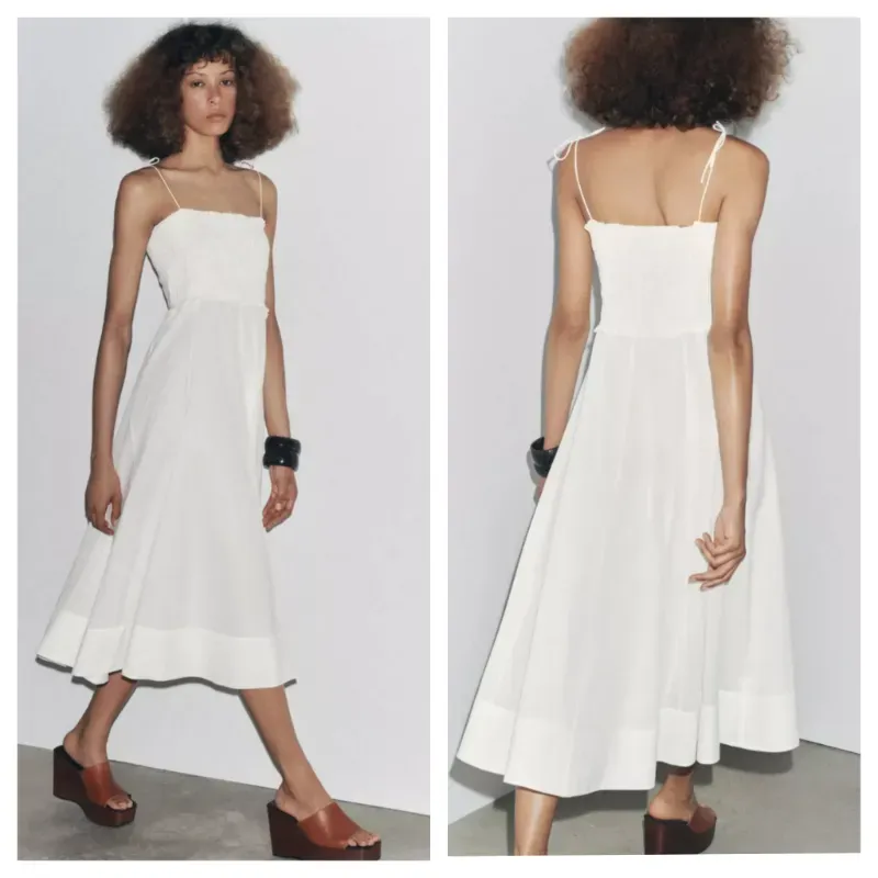 Vestido Zara blanco midi