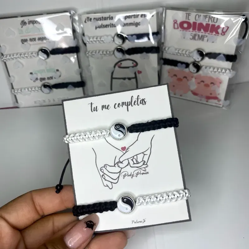 Pareja Pulseras tejidas ying yang
