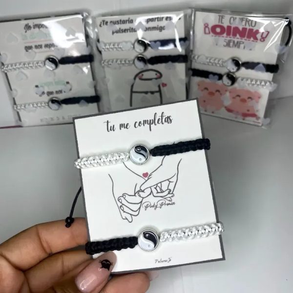 Pareja Pulseras tejidas ying yang