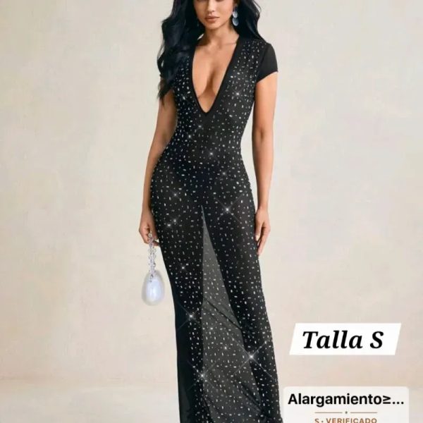 Vestido largo negro transparente