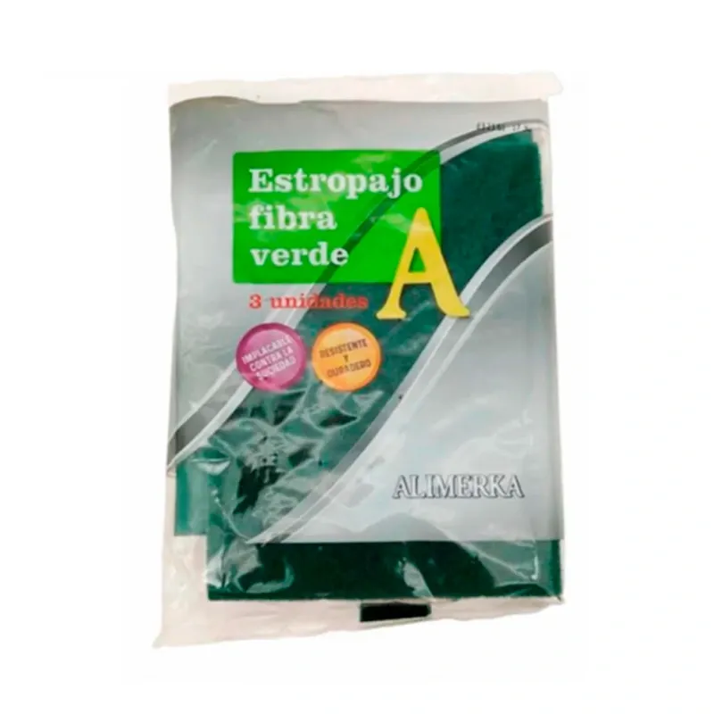 Estropajo fibra verde ALIMERKA paq.3U/10caja