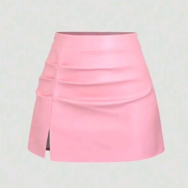  Falda vinil con pliegues — Rosado
