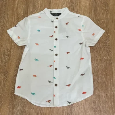 Camisa color blanco con dinosaurios de colores