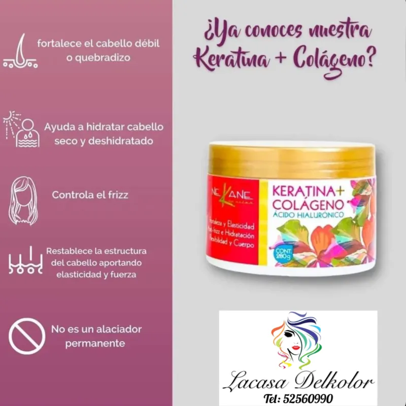 Tratamiento (NeKane) Keratina + colágeno + ácido hialurónico
