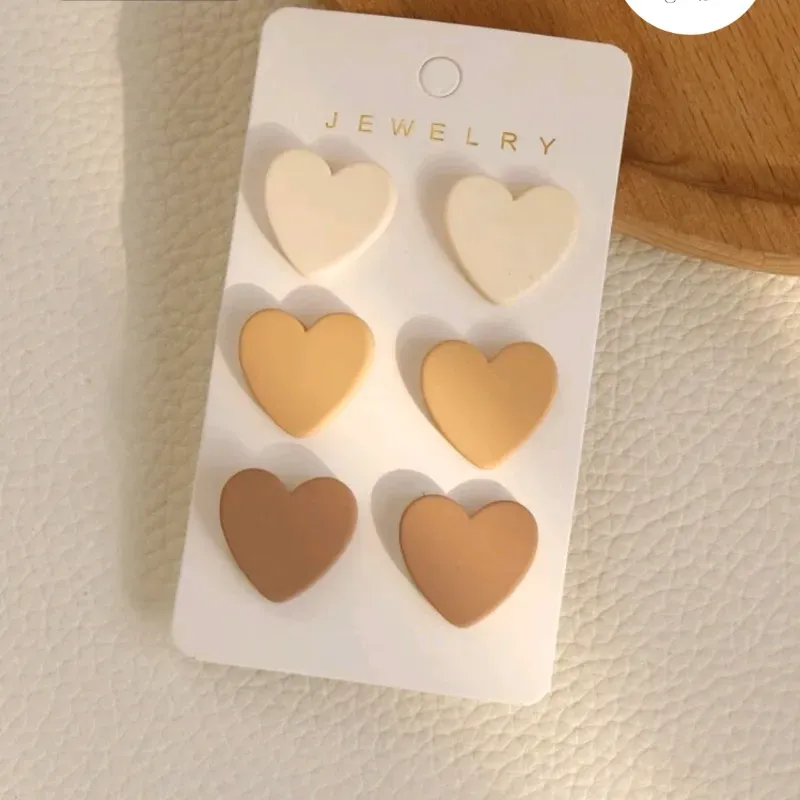 Set 3 pares aretes corazones