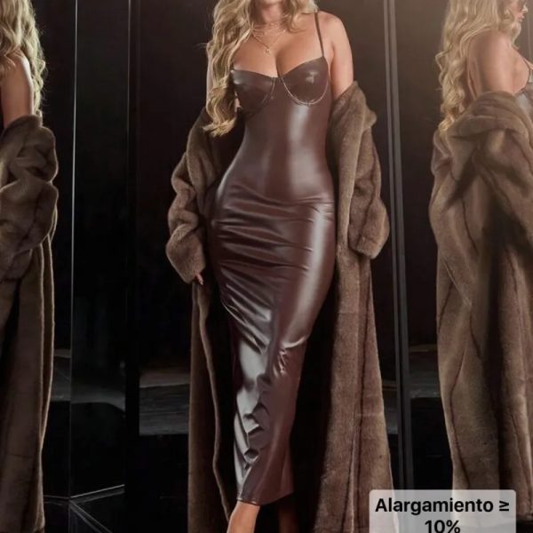 Vestido de piel carmelita