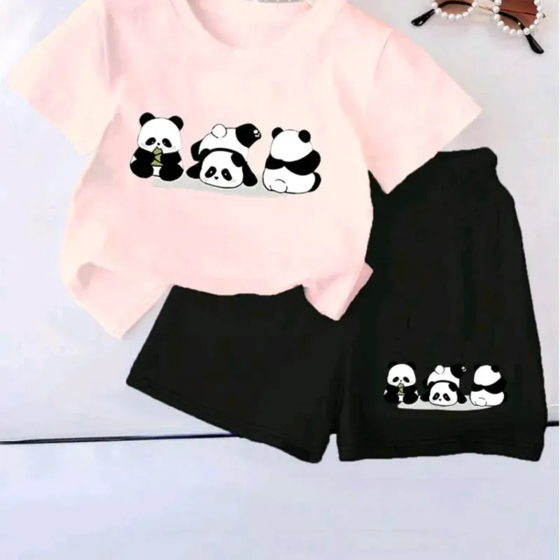 CONJUNTO 2 PZS PARA NIÑA ROSA OSITOS CHORT NEGRO