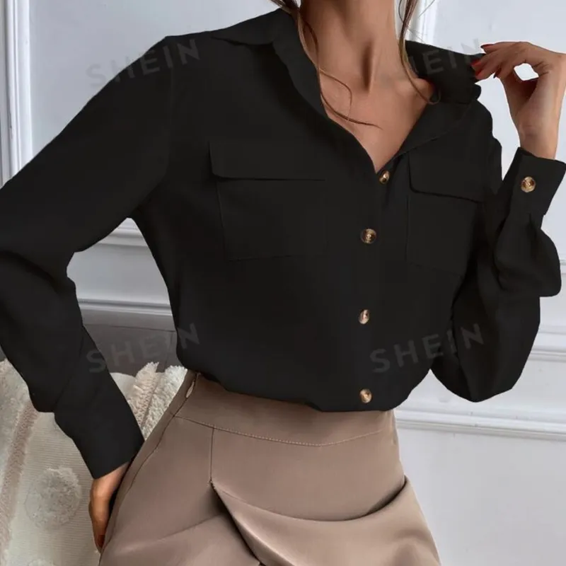 Camisa negra satinada