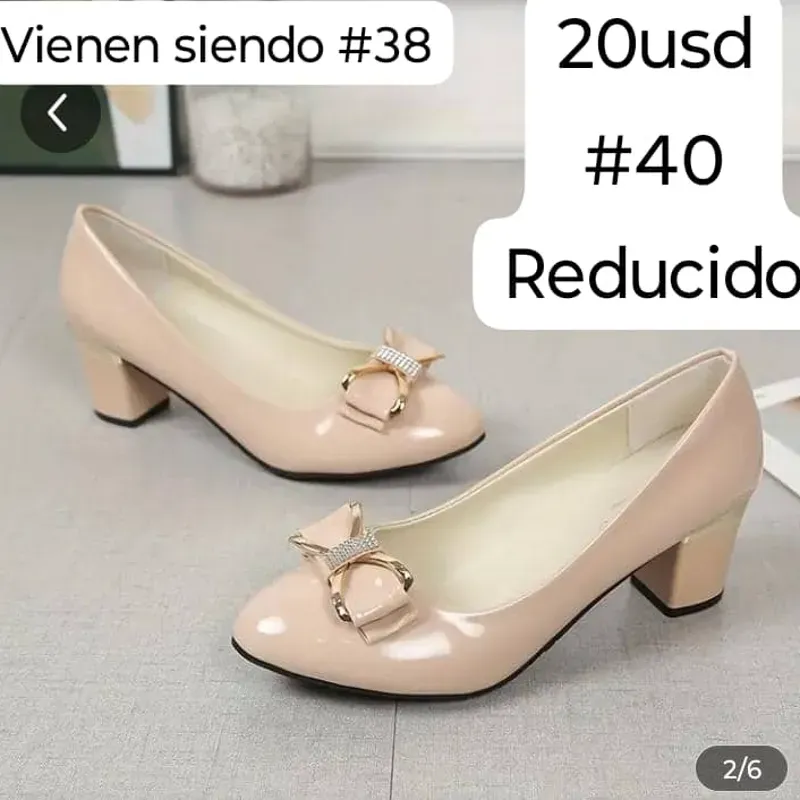 Zapatos beich de tacón cuadrado, bajo