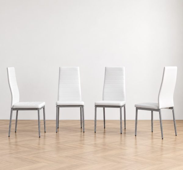 Set de 4 Sillas Modernas Blancas con Patas Metalicas Comedor