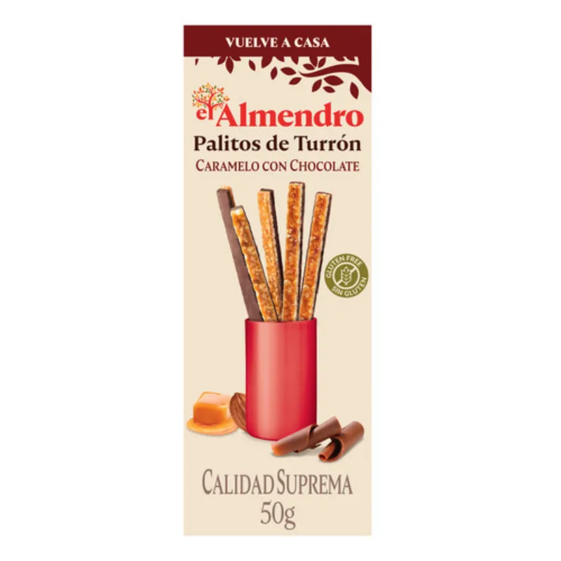Palitos de Turrón Caramelo con Chocolate El Almendro