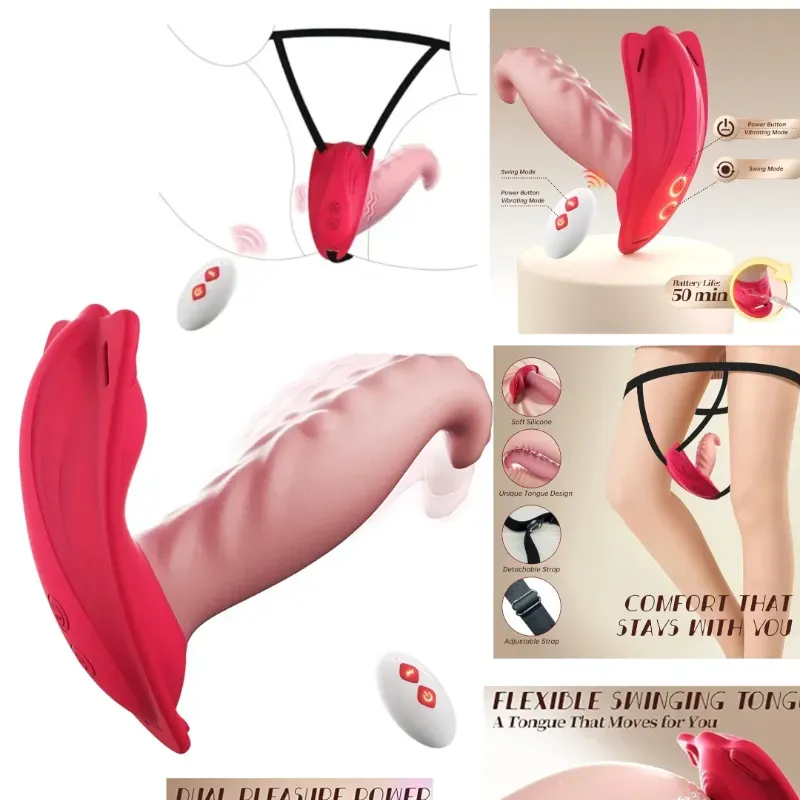 Dildo vibrador tipo lengua flexible con control remoto