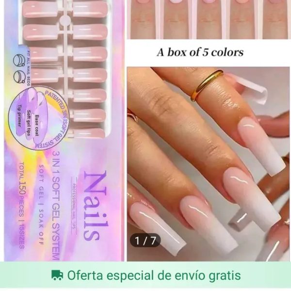 Uñas de soft gel degradadas cuadradas