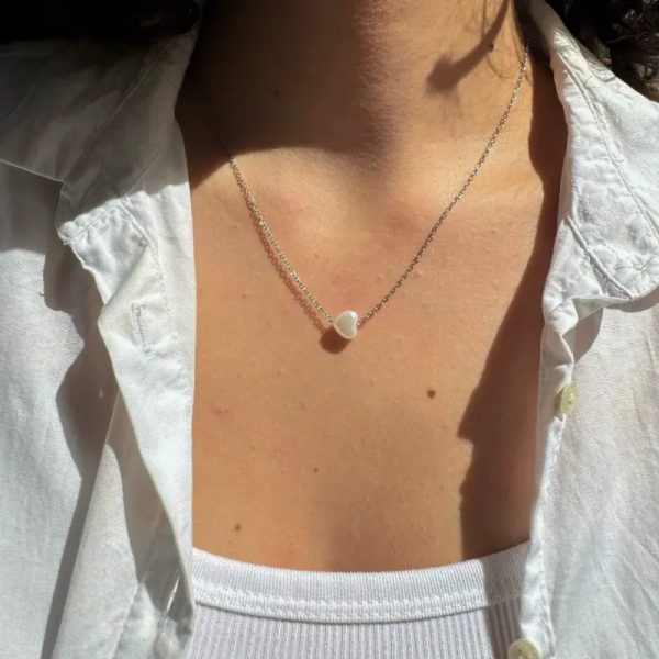 Cadena corazón perlado