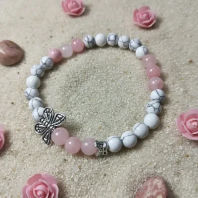 Pulsera de Jade Rosa y Howlita