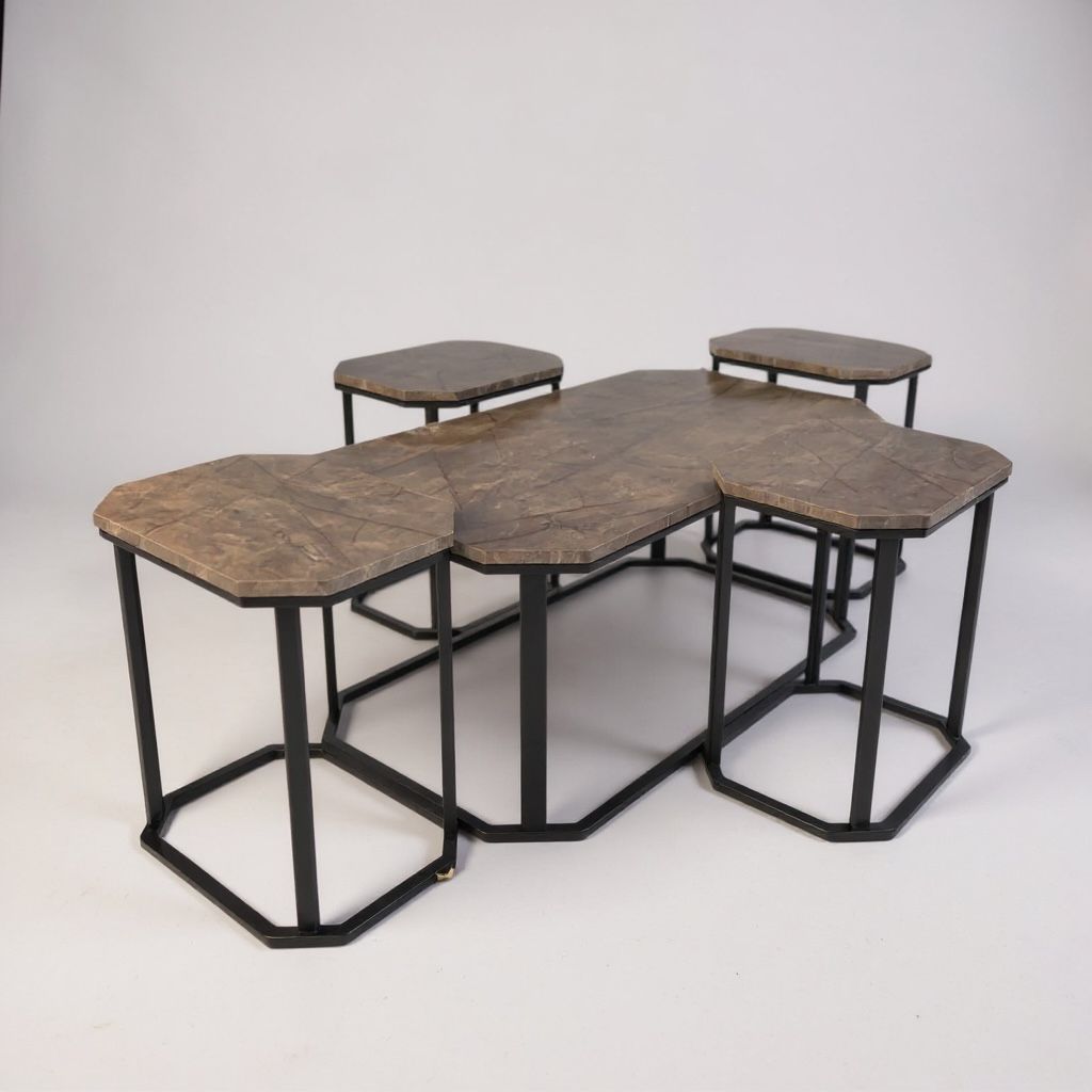 Juego de Mesitas 5 piezas color nuez