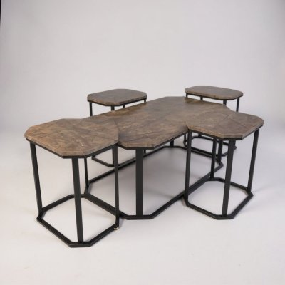 Juego de Mesitas 5 piezas color nuez