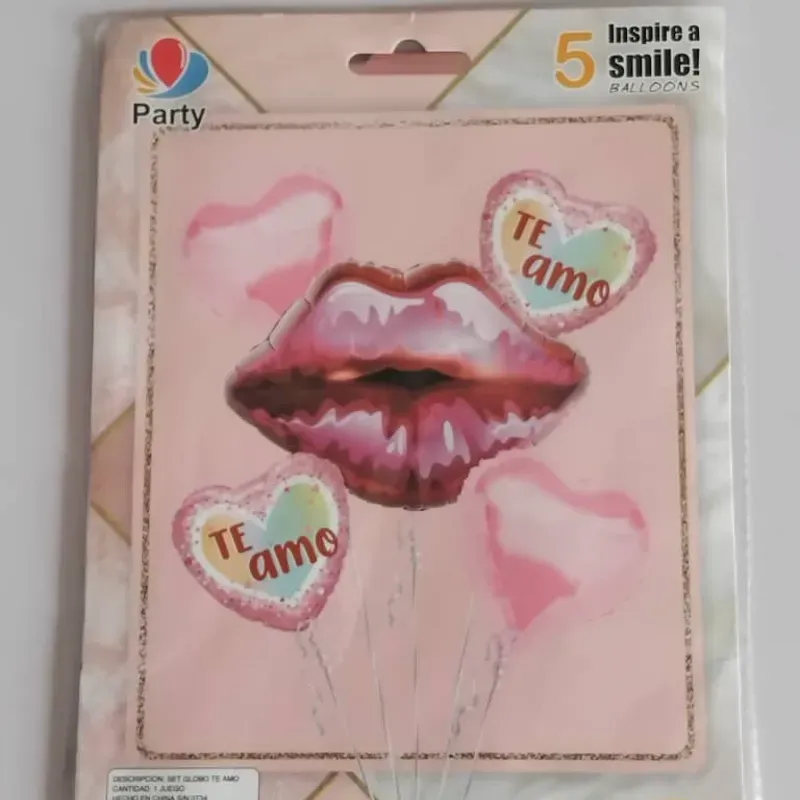 ‼️Set de globos de 5 piezas Te amo- labio rosado‼️