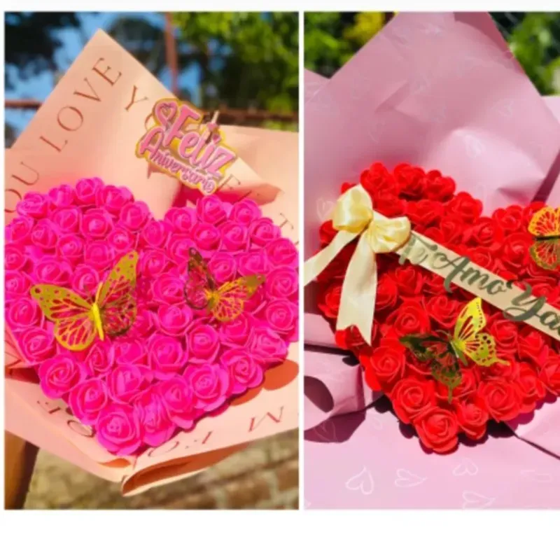 Corazon de rosas de foami