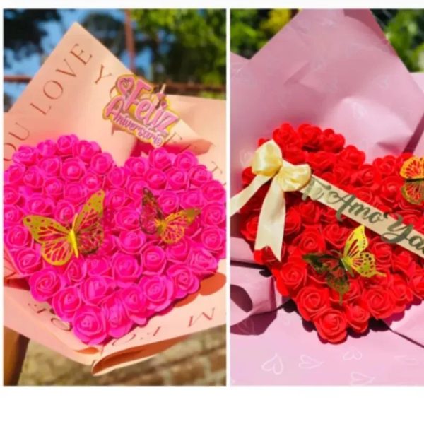 Corazon de rosas de foami